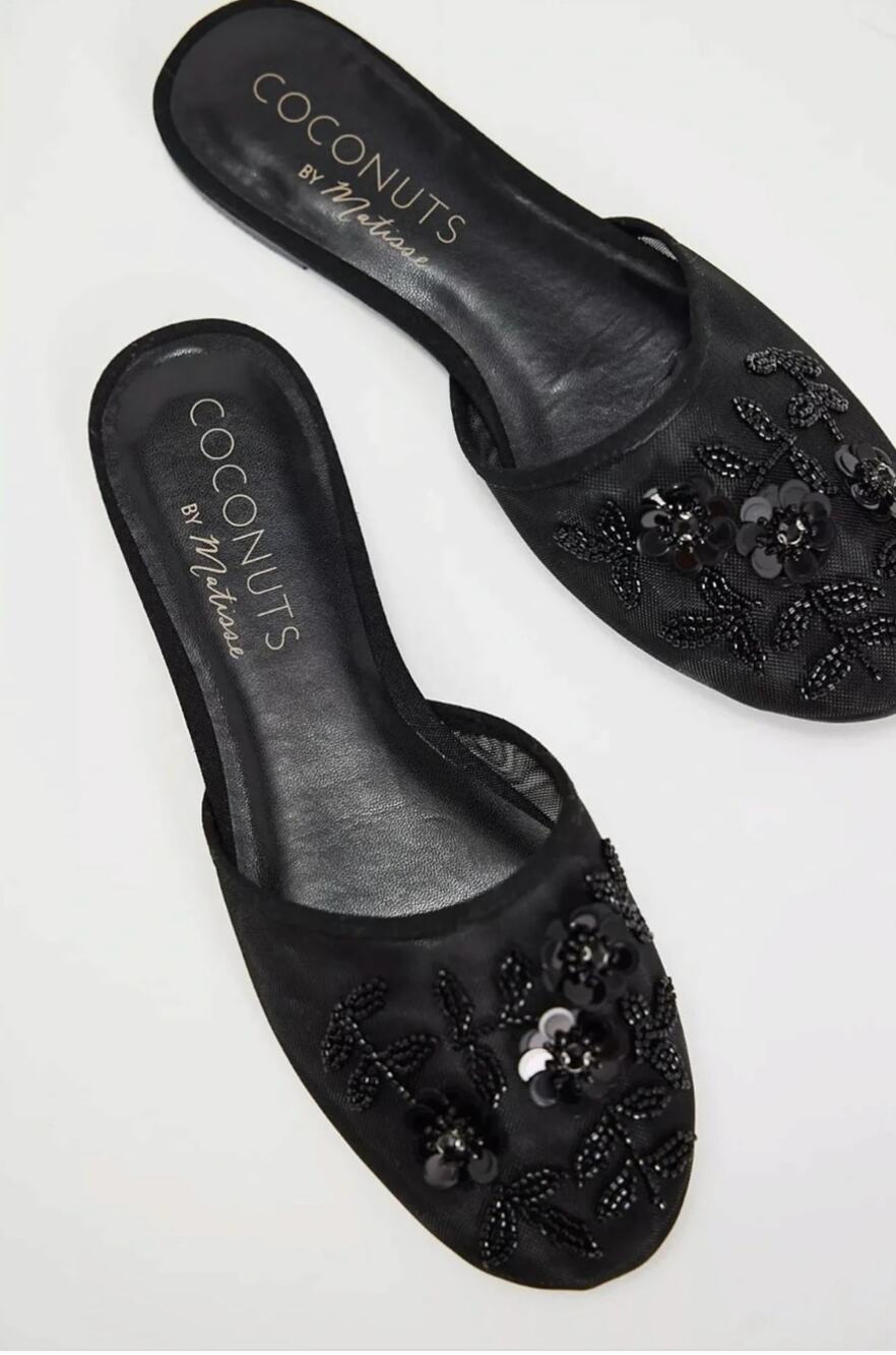 Free People Women's Chelley Mesh Mules In Black - Size 8  NWT